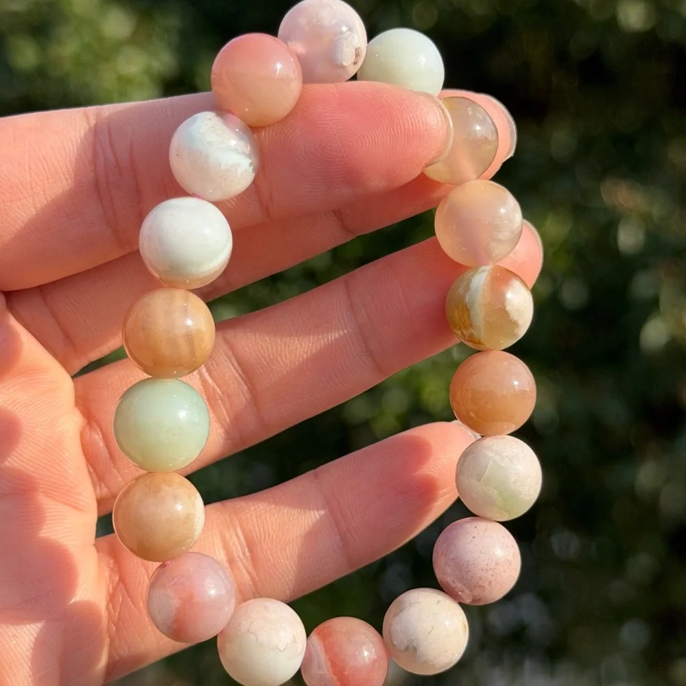 11mm stretchable multicolor flower agate bracelet 1125‎